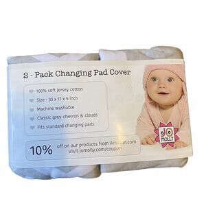 2Pack Baby Changing Pad Cover White Gray Soft Jersey Cotton Size 33x17x5 Inch